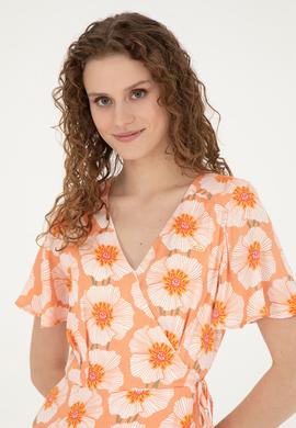 Kadın Somon Midi Boy Dokuma Elbise - 50281047002