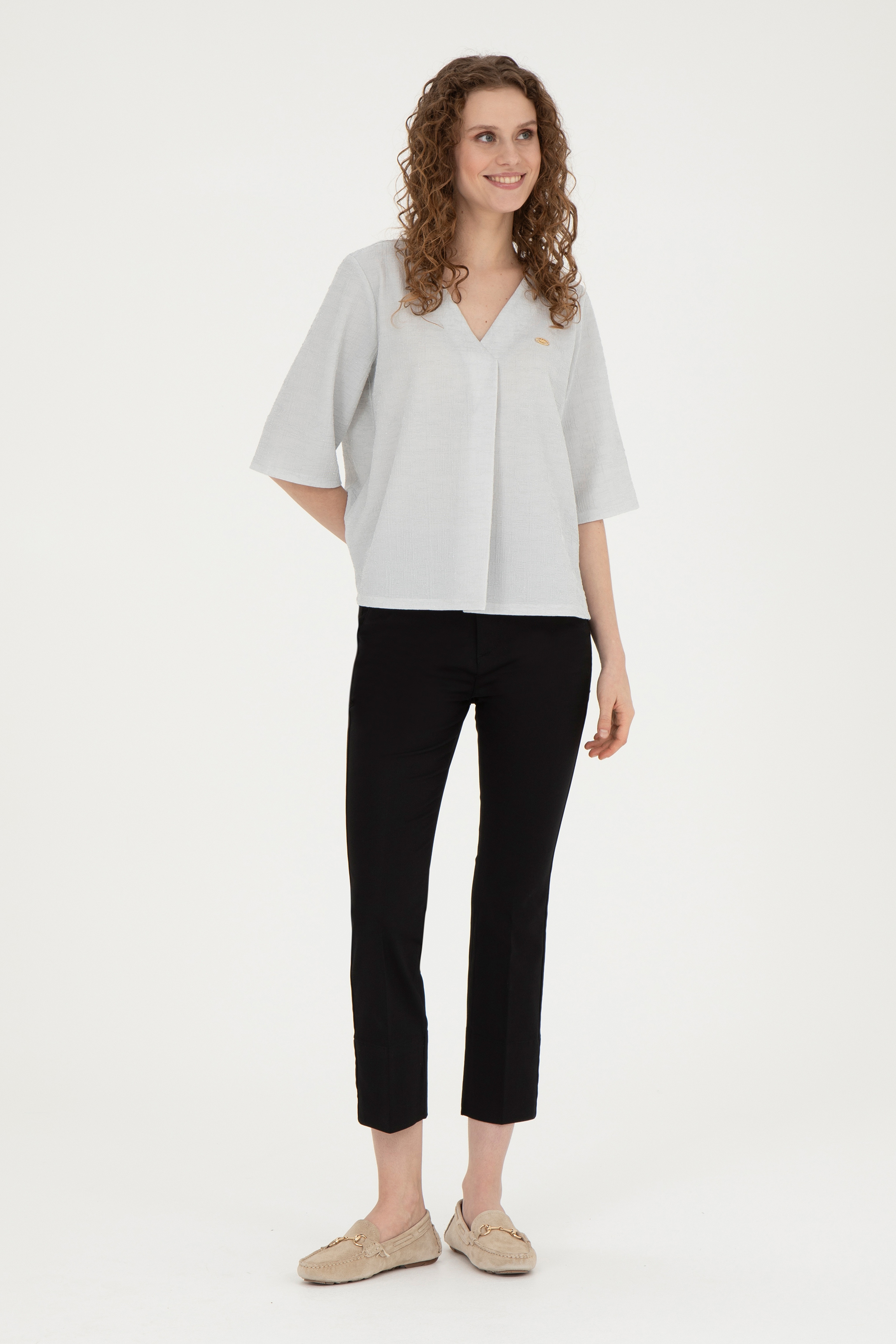 Kadın Siyah Toothpick Fit Kanvas Pantolon - Image 1