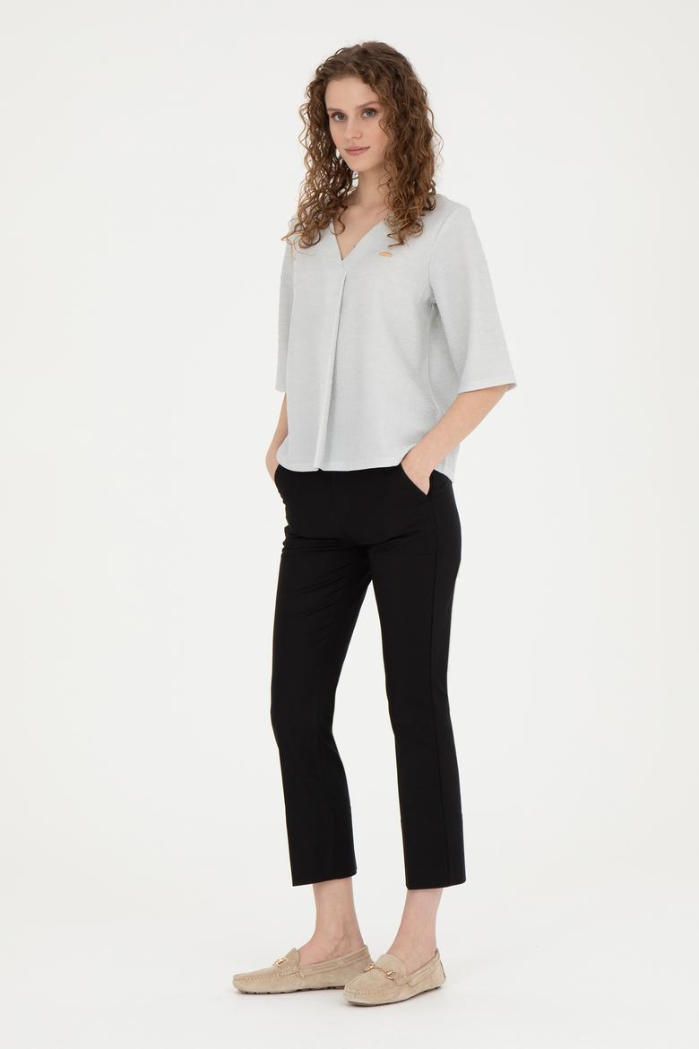 Kadın Siyah Toothpick Fit Kanvas Pantolon - 50281742026