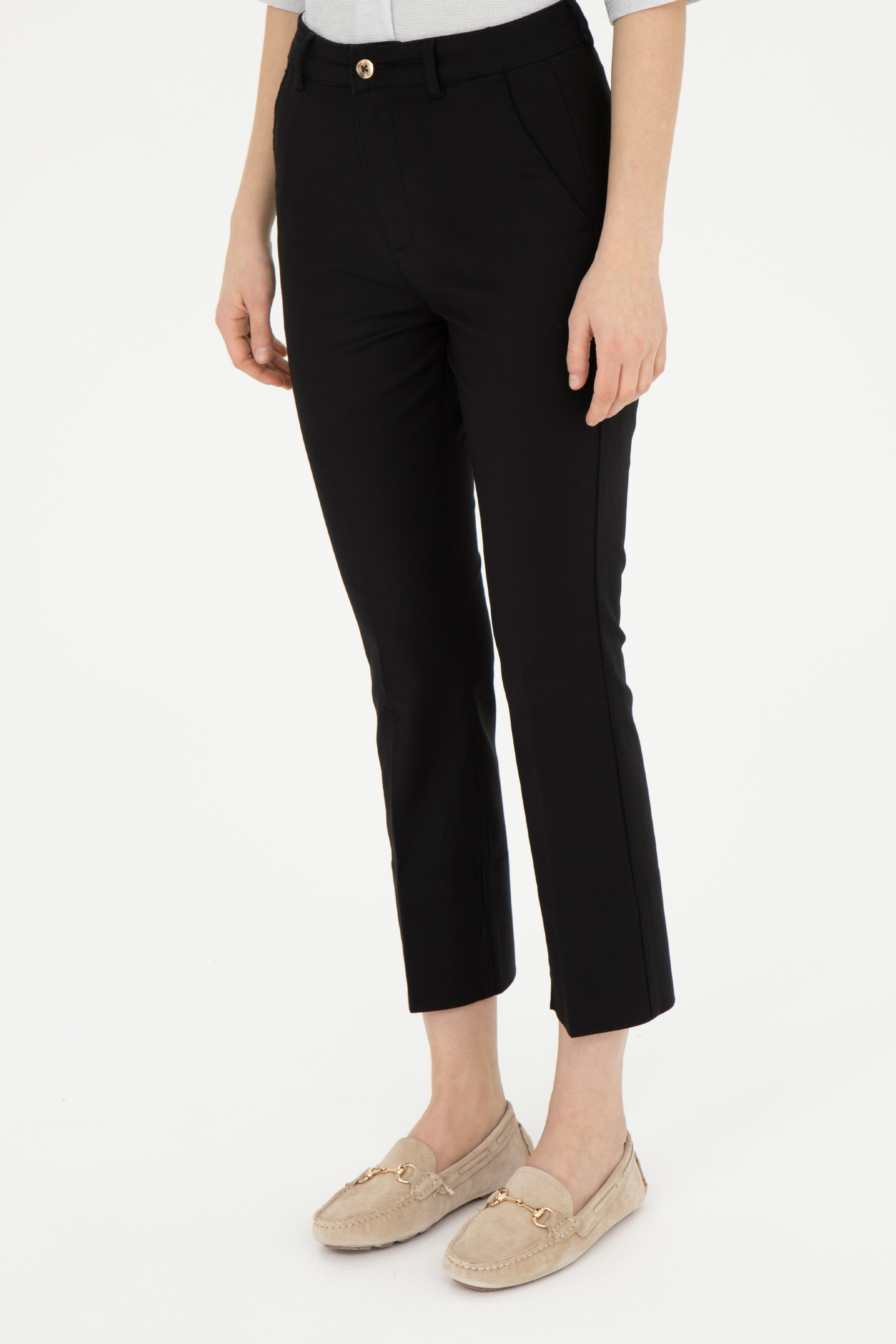 Kadın Siyah Toothpick Fit Kanvas Pantolon