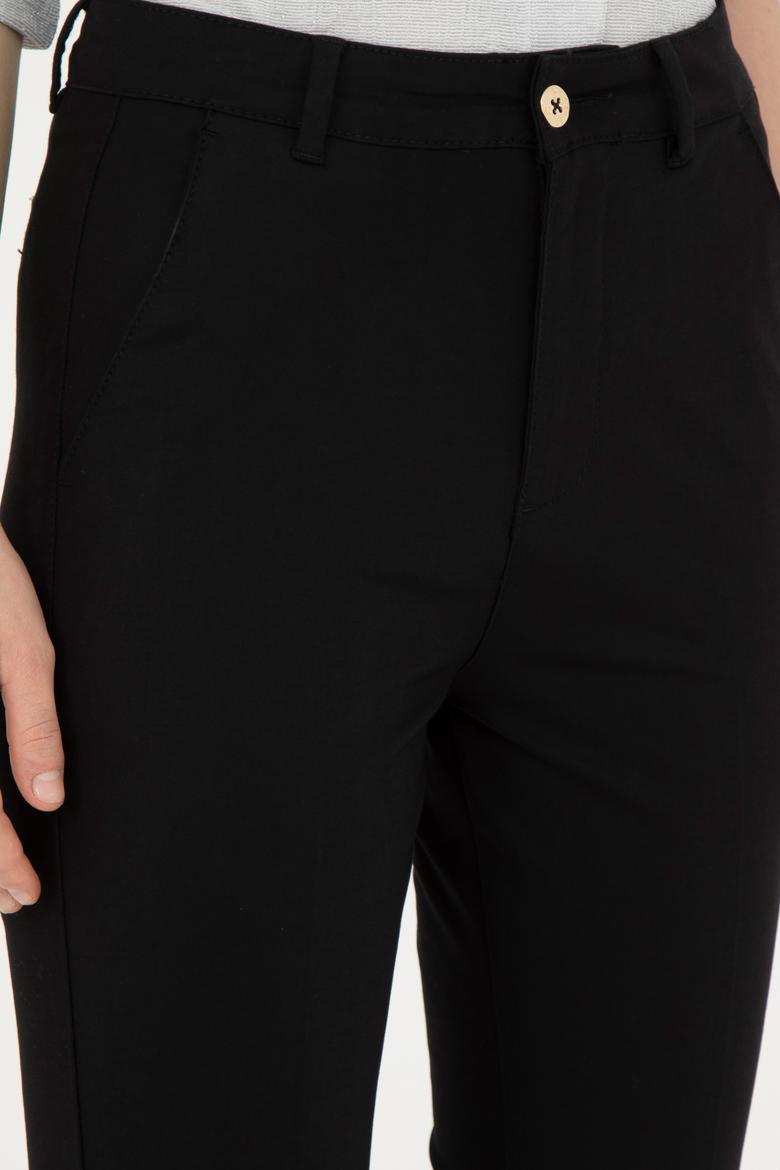 Kadın Siyah Toothpick Fit Kanvas Pantolon - 50281742026