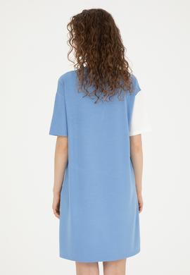 Kadın Koyu Mavi Bisiklet Yaka Örme Elbise - 50281785006