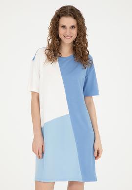 Kadın Koyu Mavi Bisiklet Yaka Örme Elbise - 50281785006