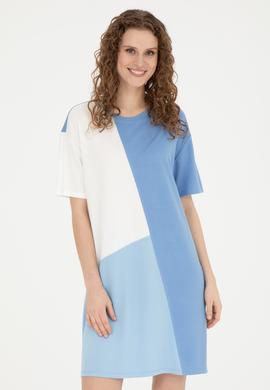 Kadın Koyu Mavi Bisiklet Yaka Örme Elbise - 50281785006