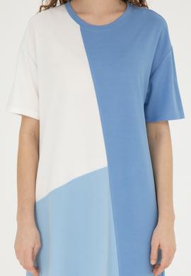 Kadın Koyu Mavi Bisiklet Yaka Örme Elbise - 50281785006