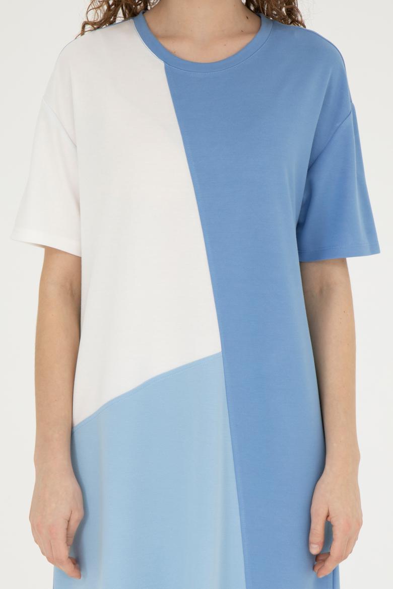 Kadın Koyu Mavi Bisiklet Yaka Örme Elbise - 50281785006