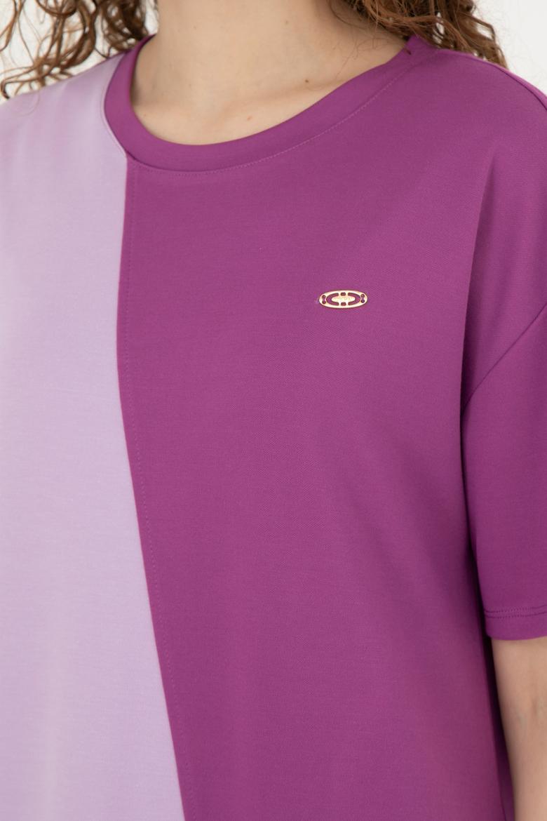 Kadın Mor Bisiklet Yaka Örme Elbise - 50281785015