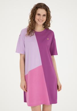 Kadın Mor Bisiklet Yaka Örme Elbise - 50281785015