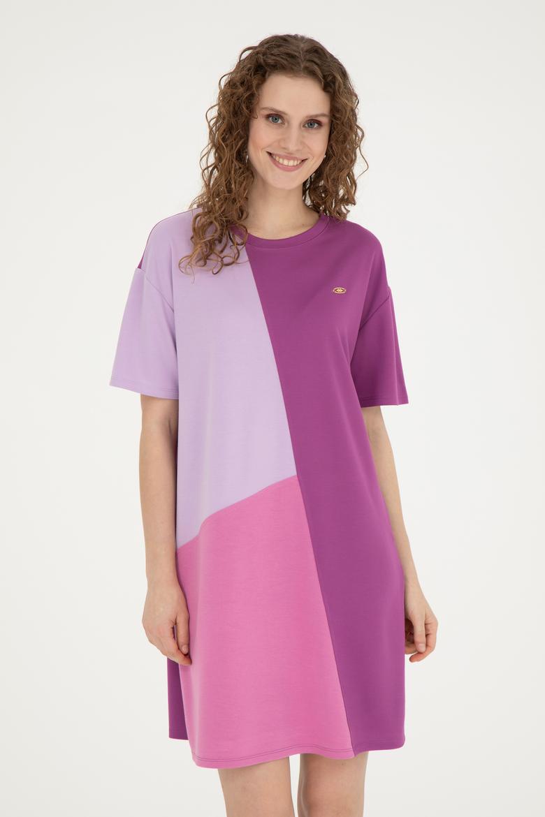 Kadın Mor Bisiklet Yaka Örme Elbise - 50281785015