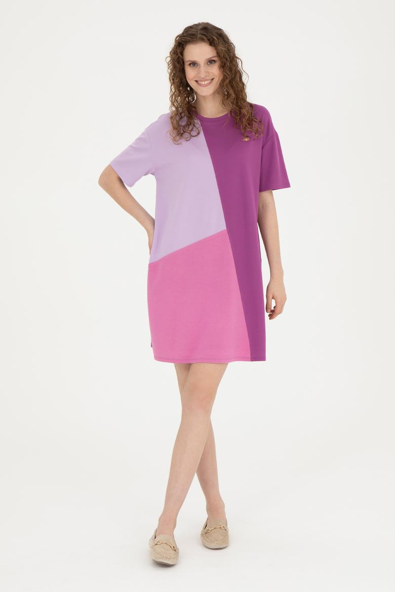 Kadın Mor Bisiklet Yaka Örme Elbise - 50281785015