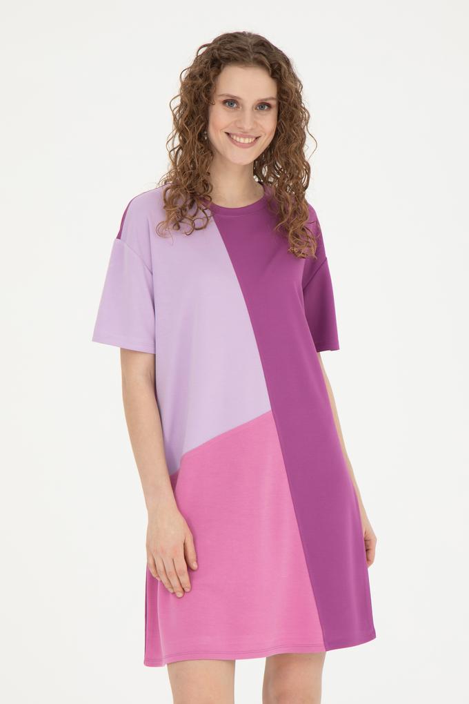 Kadın Mor Bisiklet Yaka Örme Elbise