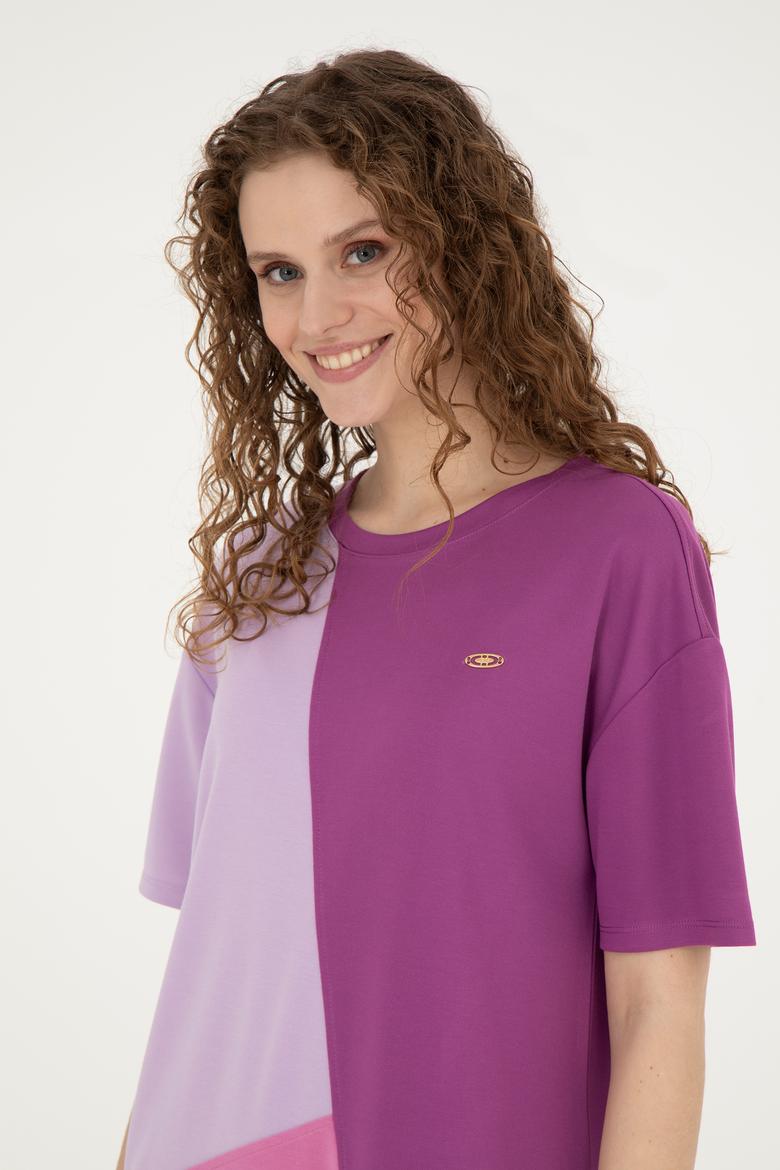 Kadın Mor Bisiklet Yaka Örme Elbise - 50281785015