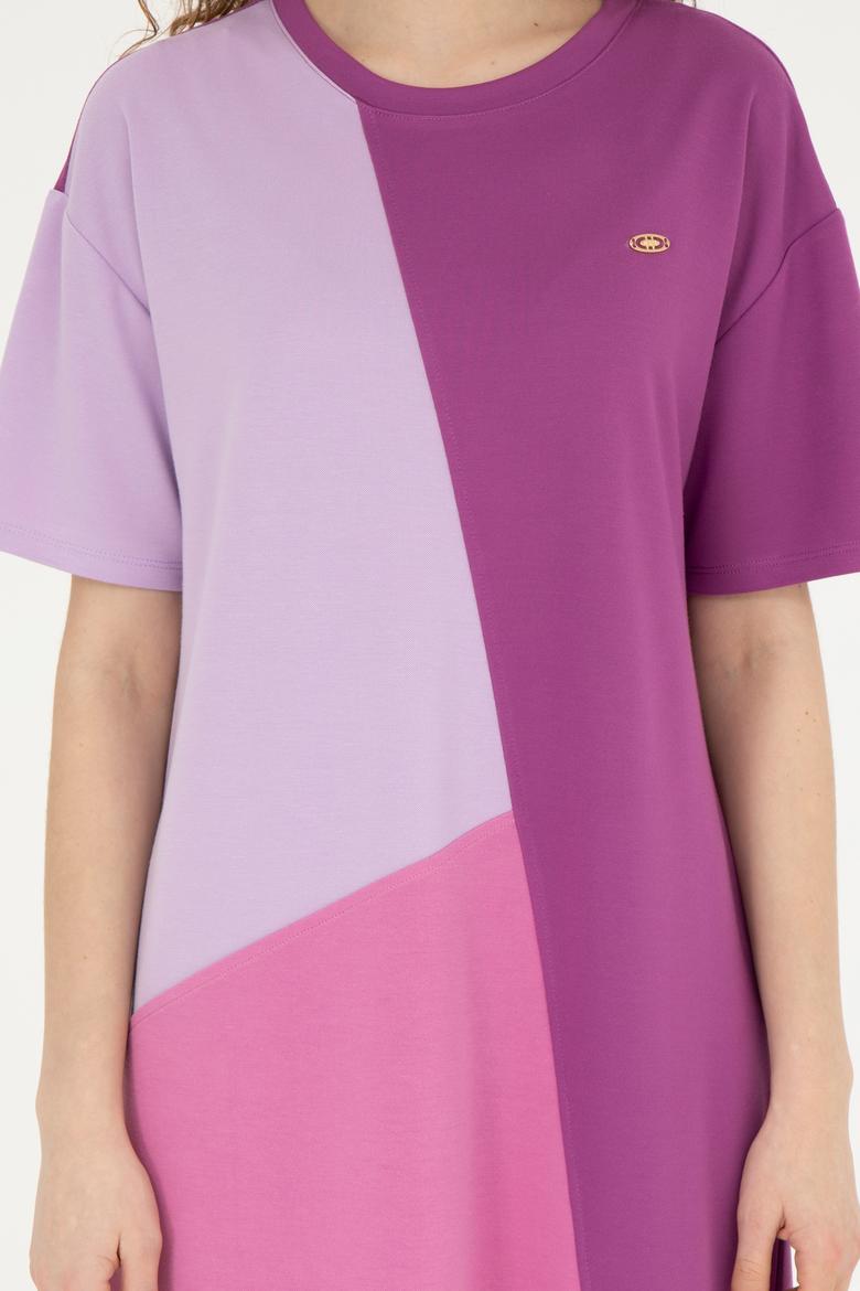 Kadın Mor Bisiklet Yaka Örme Elbise - 50281785015