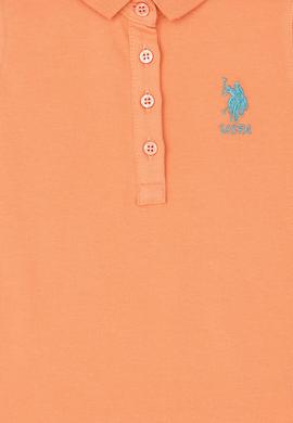 Kız Çocuk Somon Polo Yaka Kolsuz Örme Elbise - 50289282066