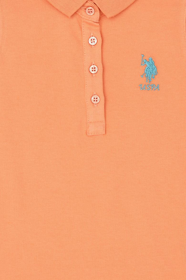 Kız Çocuk Somon Polo Yaka Kolsuz Örme Elbise - 50289282066