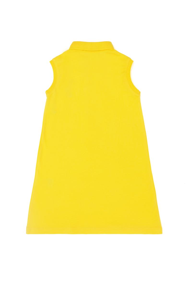 Kız Çocuk Sarı Polo Yaka Kolsuz Örme Elbise - 50289282081