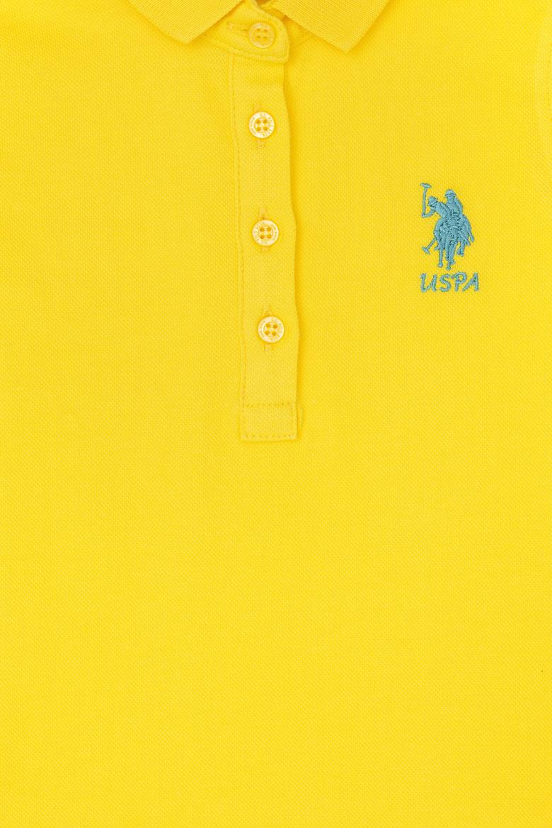 Kız Çocuk Sarı Polo Yaka Kolsuz Örme Elbise - 50289282081