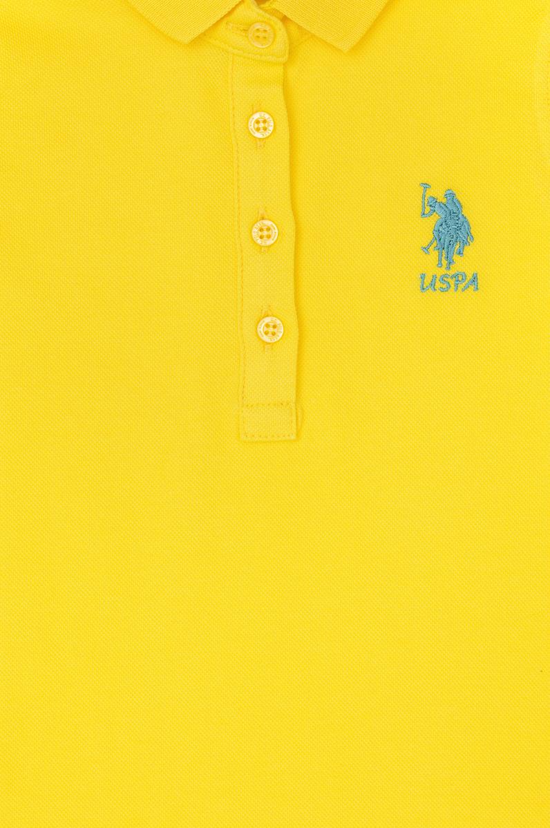 Kız Çocuk Sarı Polo Yaka Kolsuz Örme Elbise
