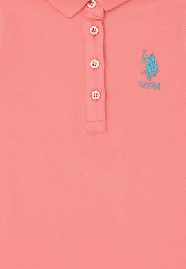 Kız Çocuk Neon Pembe Polo Yaka Kolsuz Örme Elbise - 50289282096