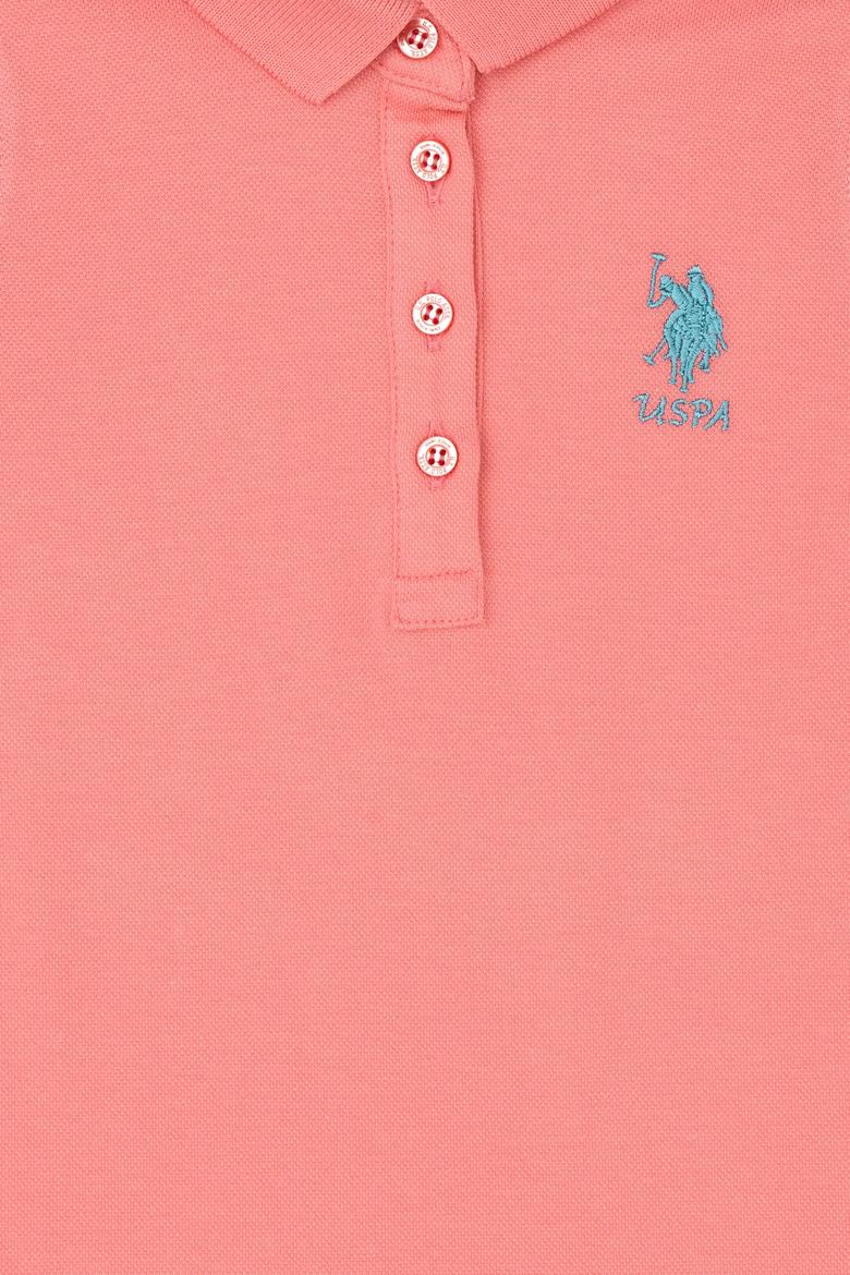 Kız Çocuk Neon Pembe Polo Yaka Kolsuz Örme Elbise - 50289282096