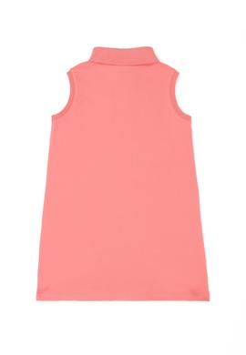 Kız Çocuk Neon Pembe Polo Yaka Kolsuz Örme Elbise - 50289282096