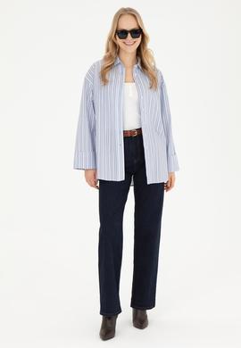 Kadın Açık Mavi Uzun Kollu Gömlek - 50279792012