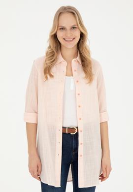 Kadın Somon Uzun Kollu Gömlek - 50283751021