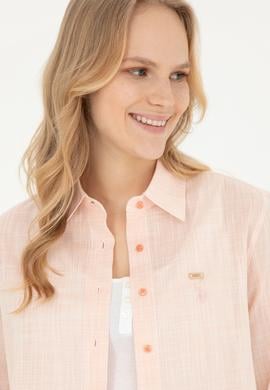Kadın Somon Uzun Kollu Gömlek - 50283751021