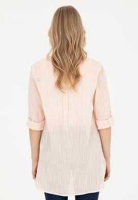 Kadın Somon Uzun Kollu Gömlek - 50283751021