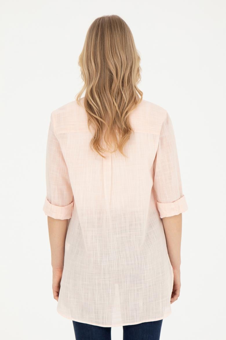 Kadın Somon Uzun Kollu Gömlek - 50283751021