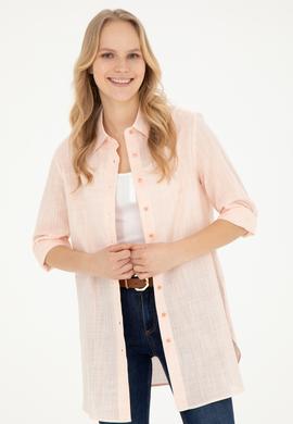 Kadın Somon Uzun Kollu Gömlek - 50283751021