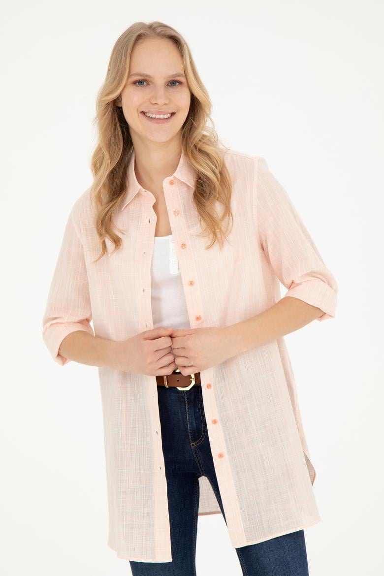 Kadın Somon Uzun Kollu Gömlek