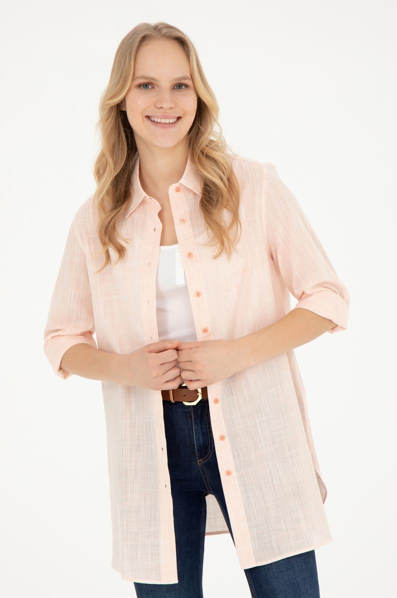 Kadın Somon Uzun Kollu Gömlek
