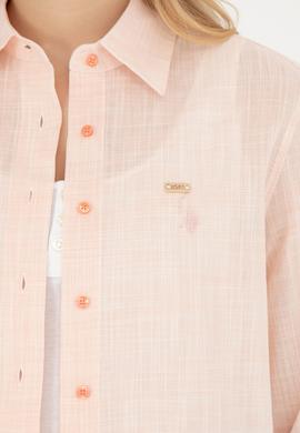 Kadın Somon Uzun Kollu Gömlek - 50283751021