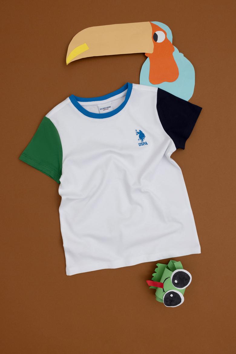 Erkek Çocuk Beyaz Bisiklet Yaka Tişört - 50284824025