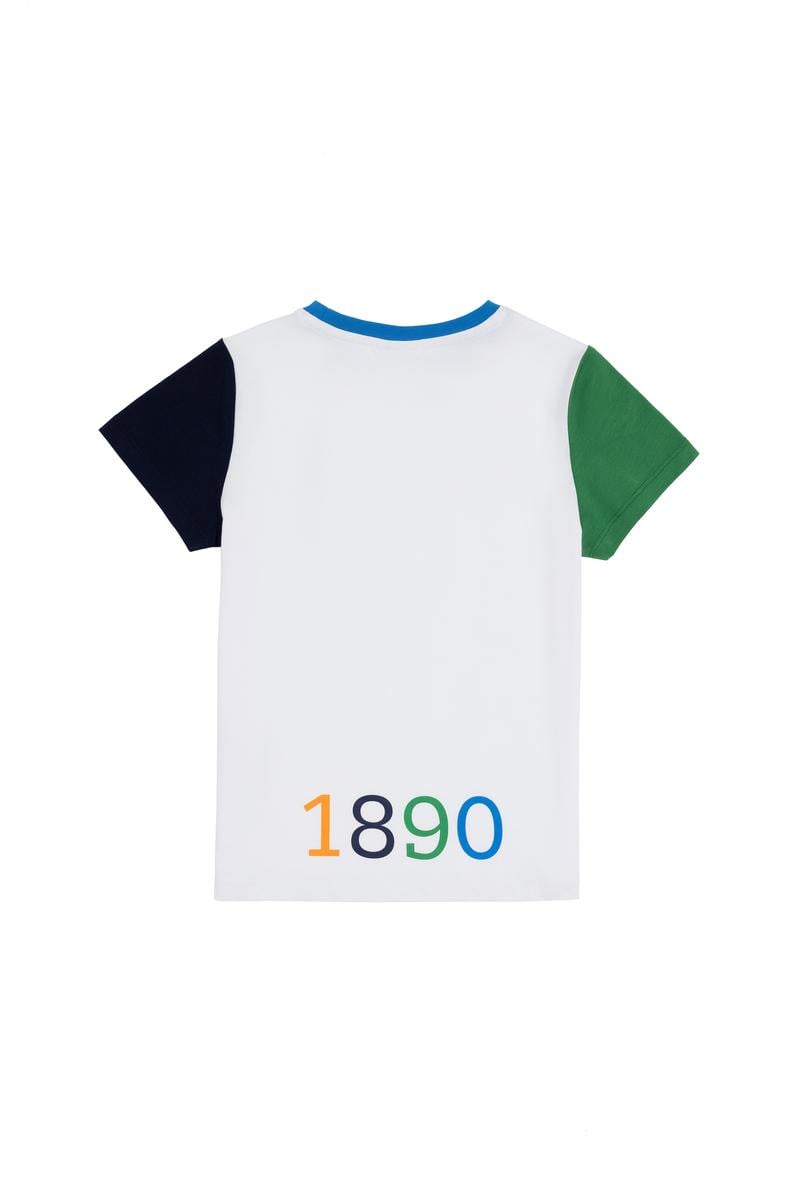 Erkek Çocuk Beyaz Bisiklet Yaka Tişört