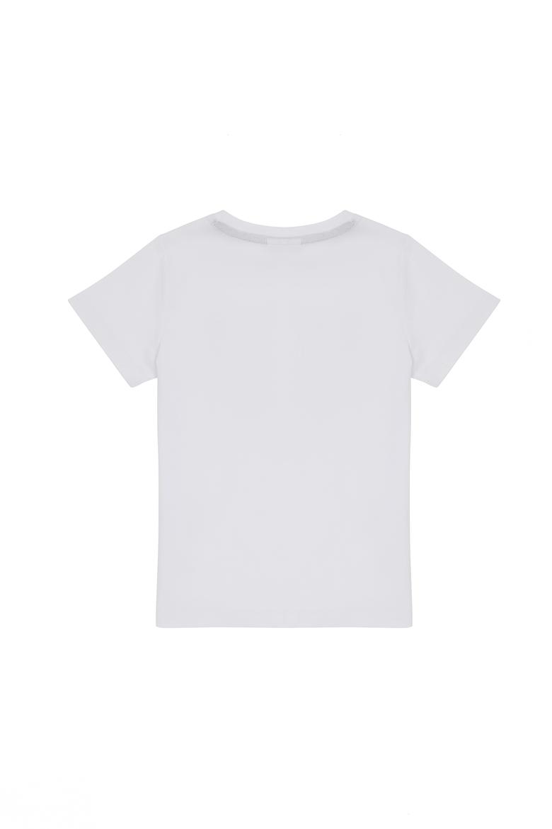 Erkek Çocuk Beyaz Basic Bisiklet Yaka Tişört - 50284813095