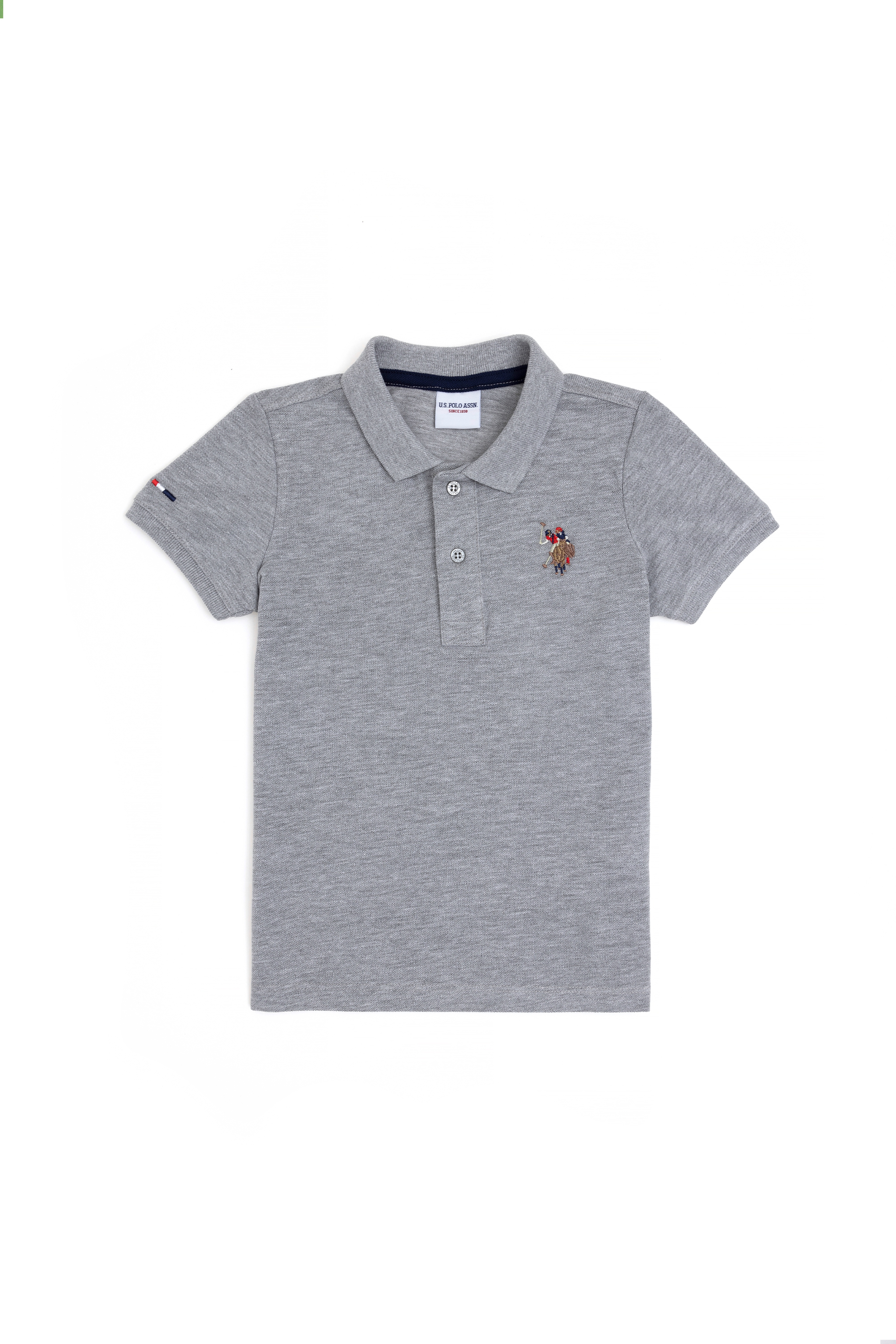 Erkek Çocuk Gri Melanj Basic Polo Yaka Tişört - Image 3