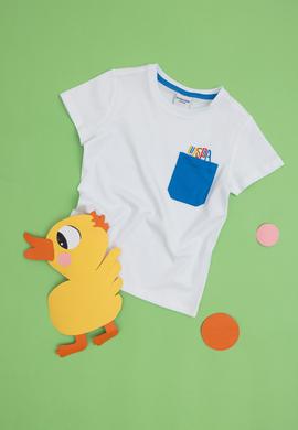 Erkek Çocuk Beyaz Bisiklet Yaka Tişört - 50288449033