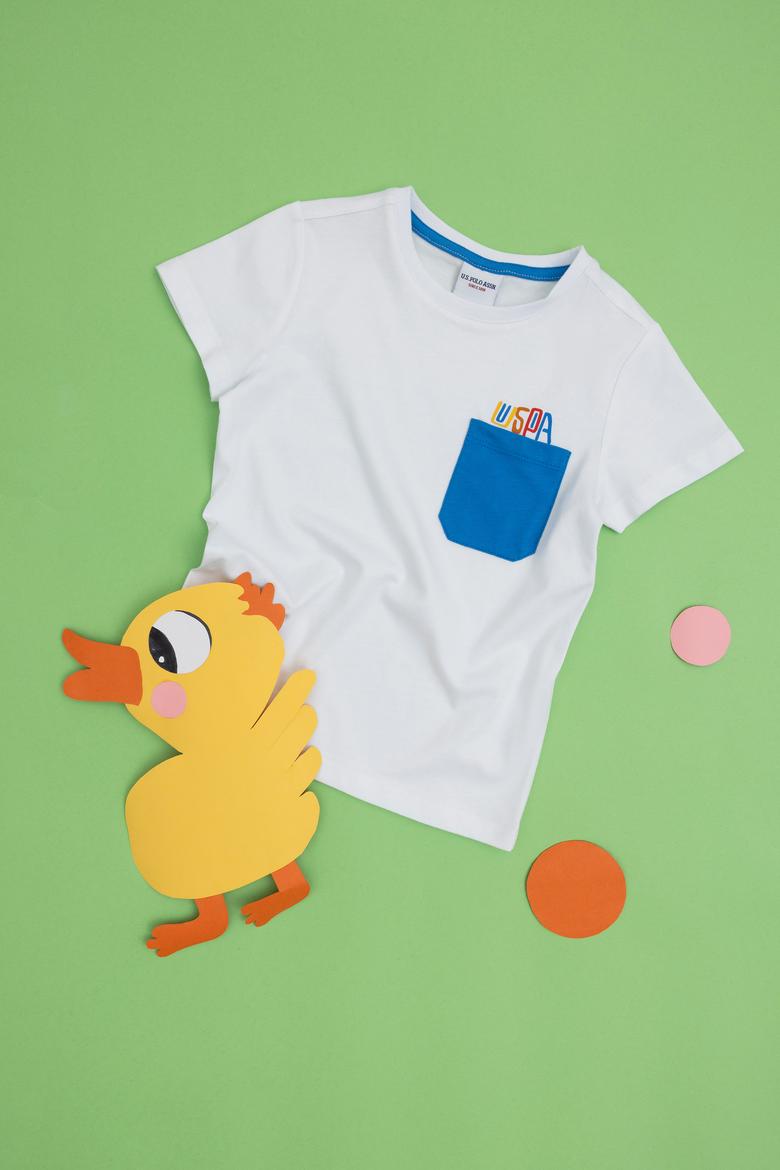 Erkek Çocuk Beyaz Bisiklet Yaka Tişört - 50288449033