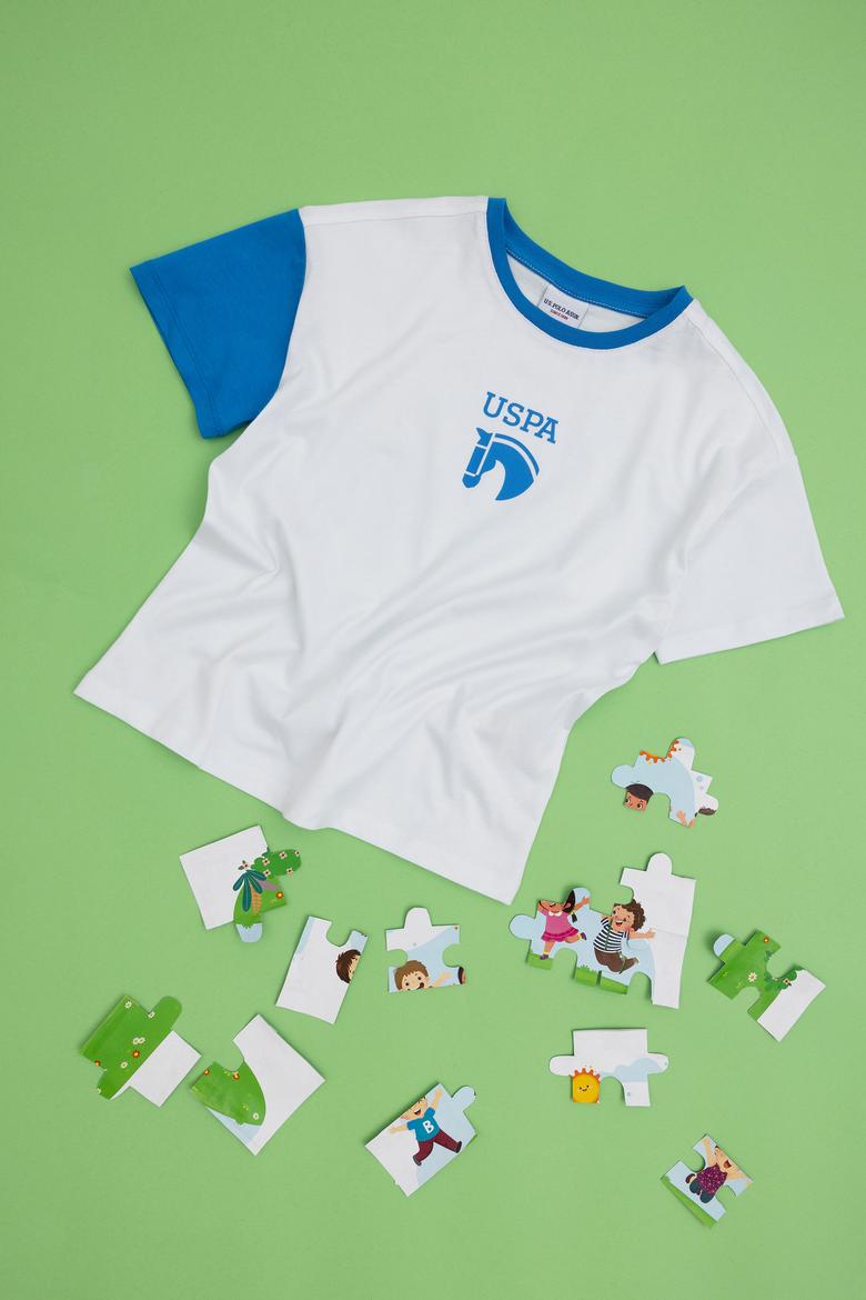 Erkek Çocuk Beyaz Bisiklet Yaka Oversize Tişört - 50284817029