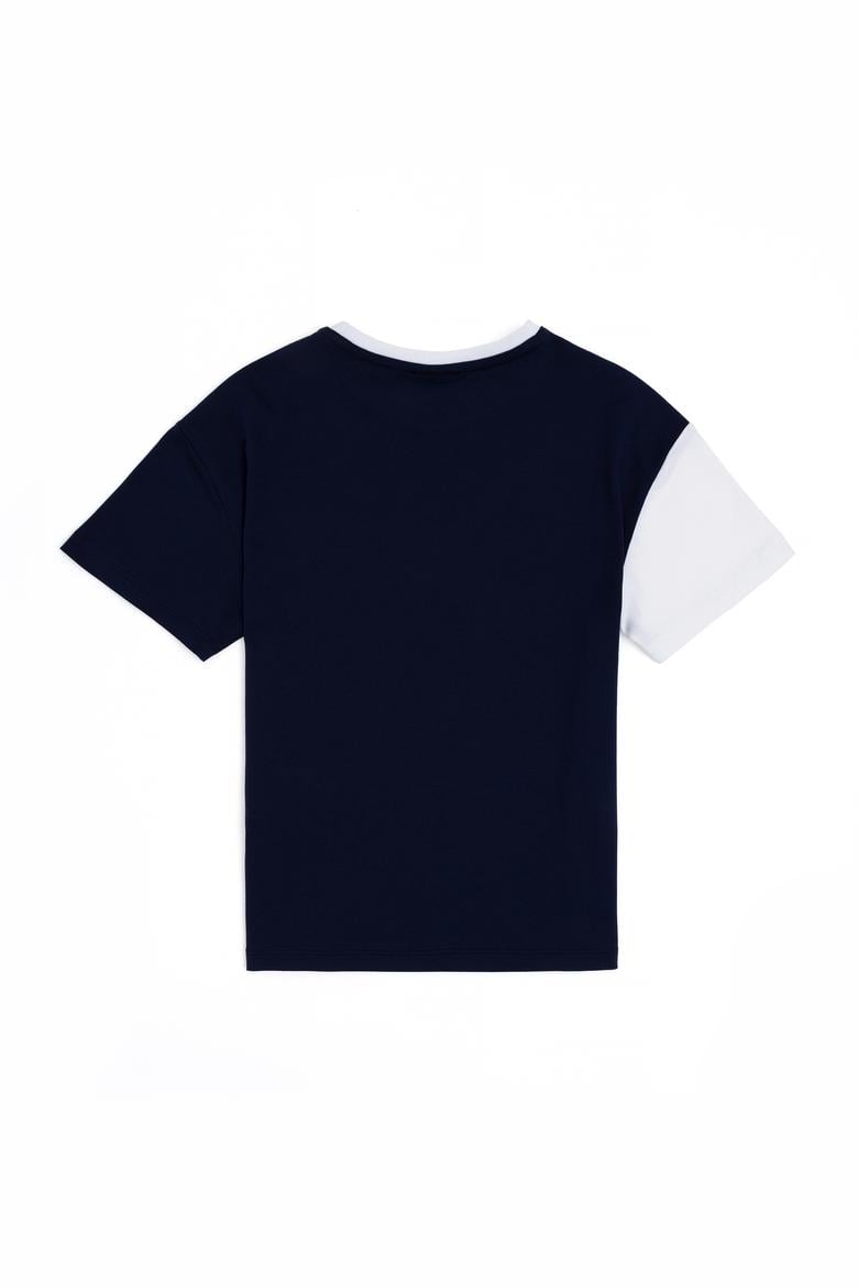 Erkek Çocuk Lacivert Bisiklet Yaka Oversize Tişört - 50284817036