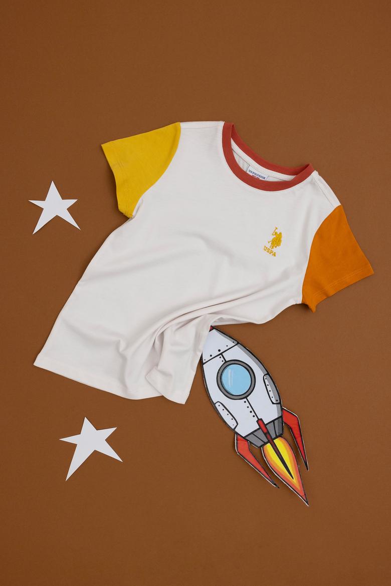 Erkek Çocuk Ekru Bisiklet Yaka Tişört - 50284822055