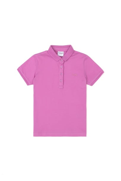 Kız Çocuk Menekşe Polo Yaka Basic Tişört