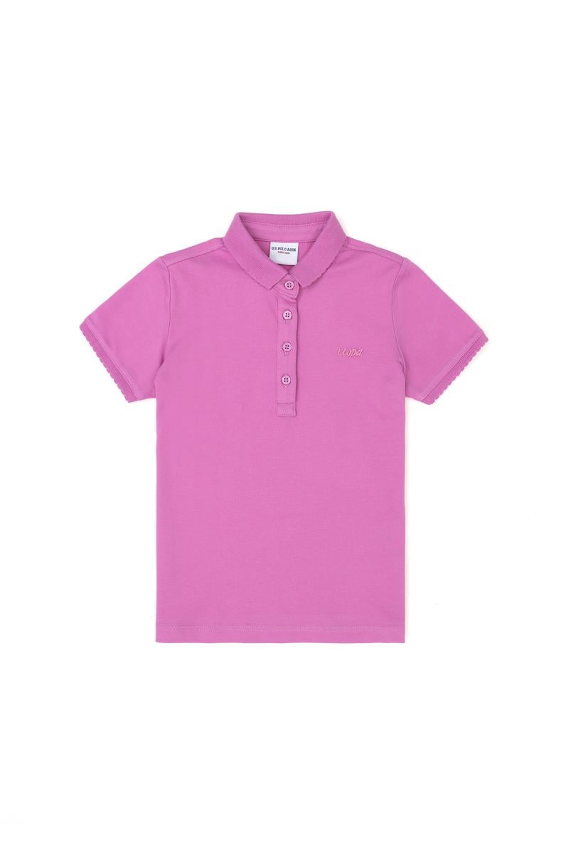 Kız Çocuk Menekşe Polo Yaka Basic Tişört