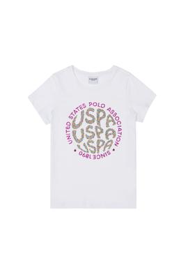 Kız Çocuk Beyaz Bisiklet Yaka Tişört - 50283261014