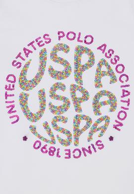 Kız Çocuk Beyaz Bisiklet Yaka Tişört - 50283261014