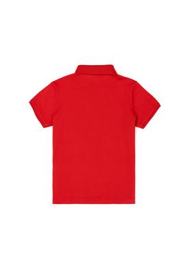 Kız Çocuk Kırmızı Melanj Polo Yaka Basic Tişört - 50288501093