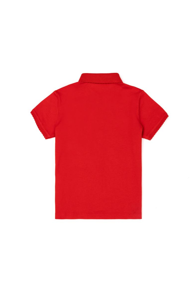 Kız Çocuk Kırmızı Melanj Polo Yaka Basic Tişört - 50288501093