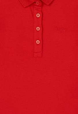 Kız Çocuk Kırmızı Melanj Polo Yaka Basic Tişört - 50288501093